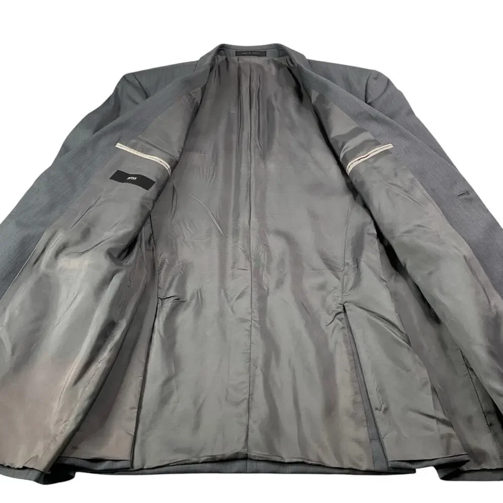Sport Coat Jacket Mens 44 L Two Button Grand Central Gray Wool Boss Hugo Boss